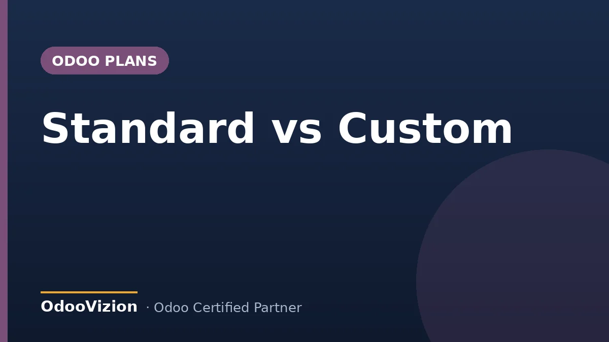 Odoo Standard vs Custom plan cover — OdooVizion